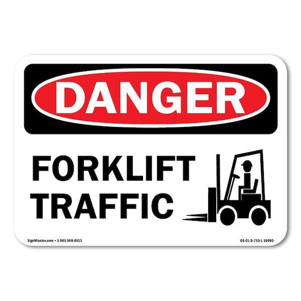 Signmission OSHA Danger, 14" Height, Decal, 14" x 10", Landscape, Forklift Traffic OS-CL-D-1014-L-19990 - main