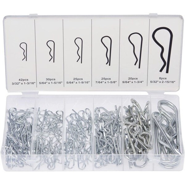 Neiko Cotter Zinc Plated Steel Clips, 150 Piece for Use on Hitch Pin Lock System 50457A - main