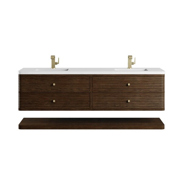 James Martin Vanities Allamari 72" Double Vanity, Sable w/ Single Hole 3 CM White Zeus Silestone Top D640-V72-SBL-3WZ - main