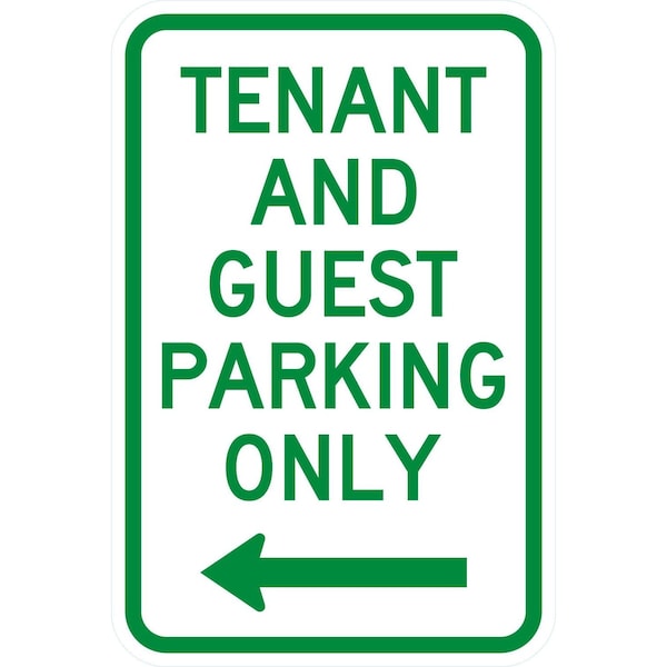 Lyle Tenant and Guest Parking Only with left arrow, 12x18, Non-Reflective, White G-4538-NA_12x18 - main