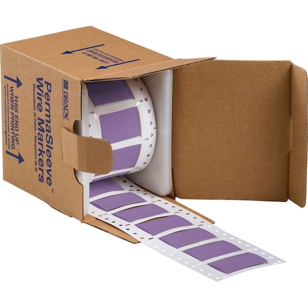 Brady PermaSleeve HX Heat Shrink Double Sided Wire Marking Sleeves, 0.75 in. x 2 in. W, Violet, Roll of 100 2HX-750-2-VT-S - main
