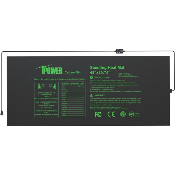 Ipower 48inx20.75in Seedling Heat Mat with Built-in Temperature Controller, MET Certified Waterproo GLHTMTPROLADJDSPL - main