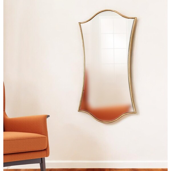 Homeroots 31" Gold Scalloped Metal Framed Accent Mirror 569265 - main