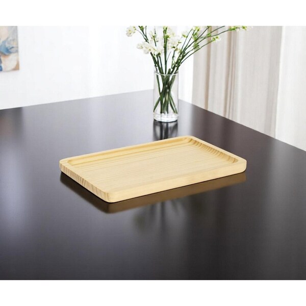 Homeroots 12" Natural Solid Wood Handmade Vanity Tray 625653 - main