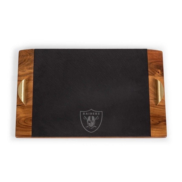 Picnic Time Family Of Brands NFL Las Vegas Raiders - Covina Acacia and Slate Serving Tray 957-07-512-233-2 - main