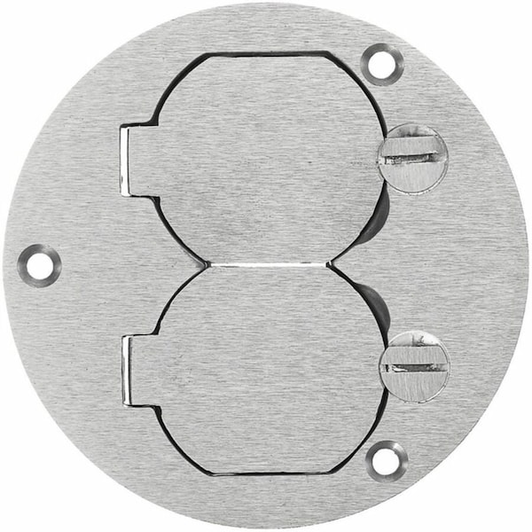 Hubbell Wiring Device-Kellems Box Cover, Floor Box Type, 2 Gang, Aluminum, Duplex Receptacle Cover Type SA3925 - main