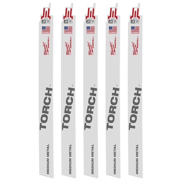 Milwaukee Tool 12" 18 TPI The Torch SAWZALL Blades (5 Pk) 48-00-5789 - main