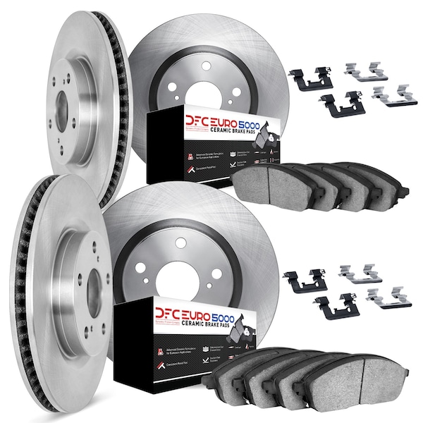 Dynamic Friction Co DFC Rotors with EURO 5000 Ceramic Brake Pads includes Hardware 6614-10696 - main