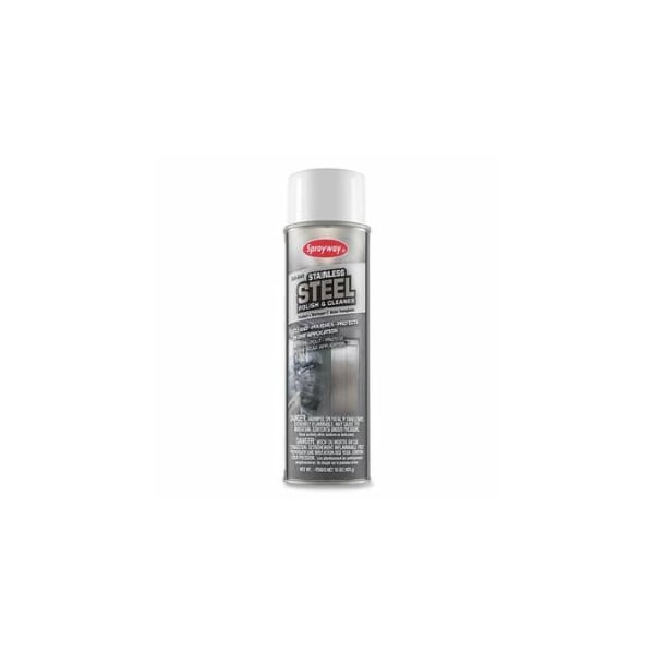 Sprayway Stainless Steel Polish and Cleaner, 20 oz Can, Clear, Lemon Odor, 12PK 893-SW841 - main