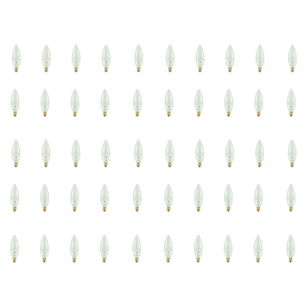 Bulbrite 25W Dimmable Clear B10 Incandescent Light Bulbs, Candelabra E12 Base, 2700K, 50PK 861140 - main
