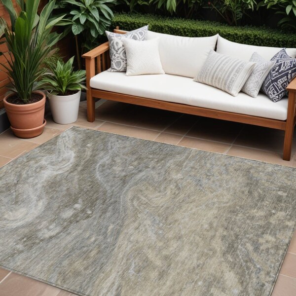 Homeroots 10' X 14' Taupe Beige And Ivory Abstract Washable Indoor Outdoor Area Rug 577840 - main