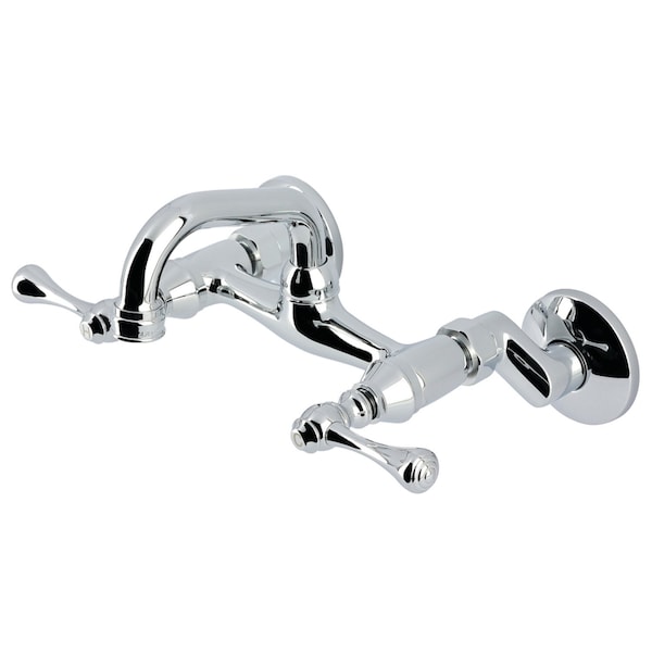 Kingston Brass Double-Handle Wall Mount Bar Faucet, Polished Chrome KS312C - main