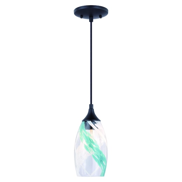 Vaxcel Milano Bronze Mini Pendant Ceiling Light Blue Glass P0279 - main