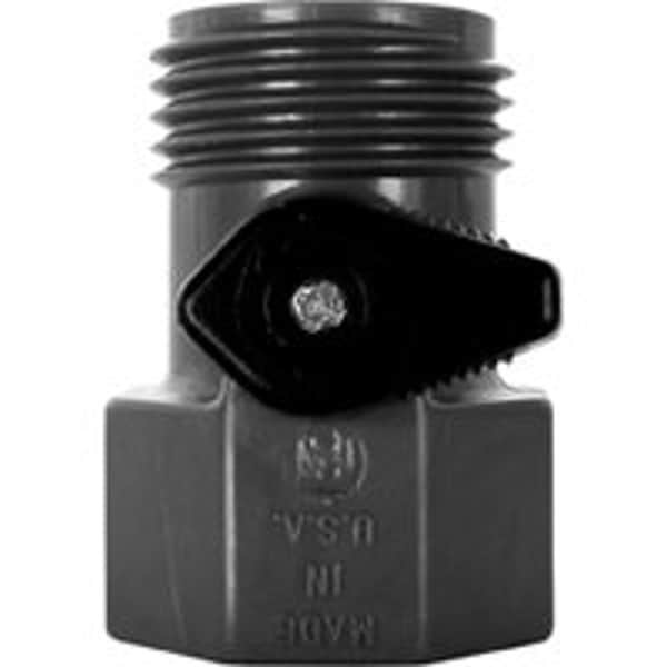 Valley Industries Shut-Off Garden Hose Valve, FGHT x MGHT, 60 psi Pressure, Nylon GHV-1-BLK-CSK - main
