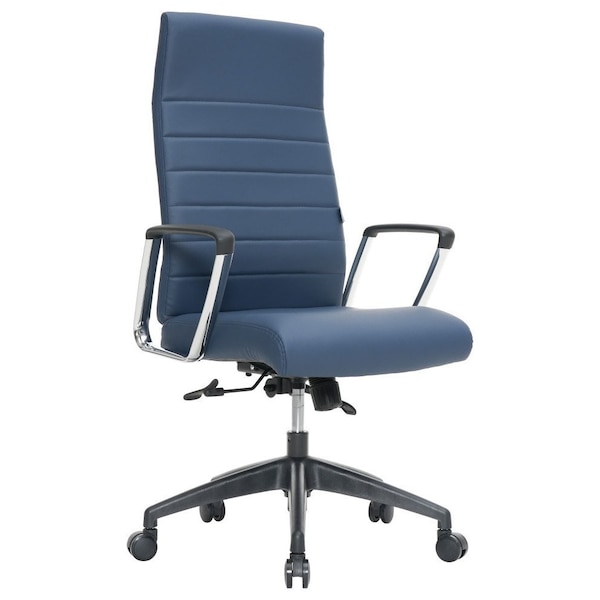 Leisuremod Hilton High-Back Leather Office Chair, Navy Blue HO20BUL - main