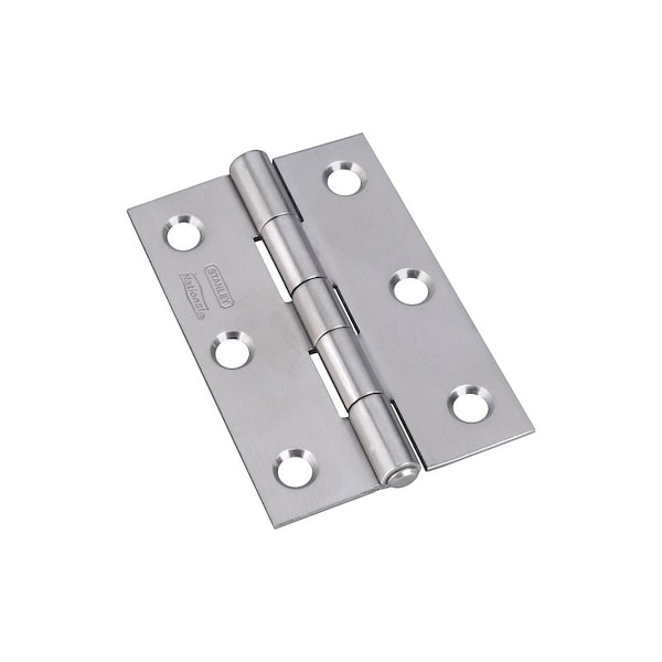 National Hardware Narrow Hinge, 3 in W Frame Leaf, 0.065 in Thick Frame Leaf, Stainless Steel, Stainless Steel, 2PK N348-995 - main