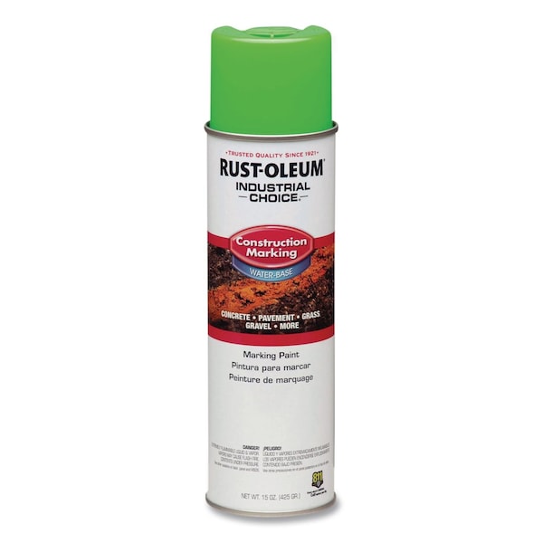 Rust-Oleum IC M1400 Water-Based Construction Marking Paint, Gloss Fluorescent Green, 17 oz Aerosol Can, 12PK 264700 - main