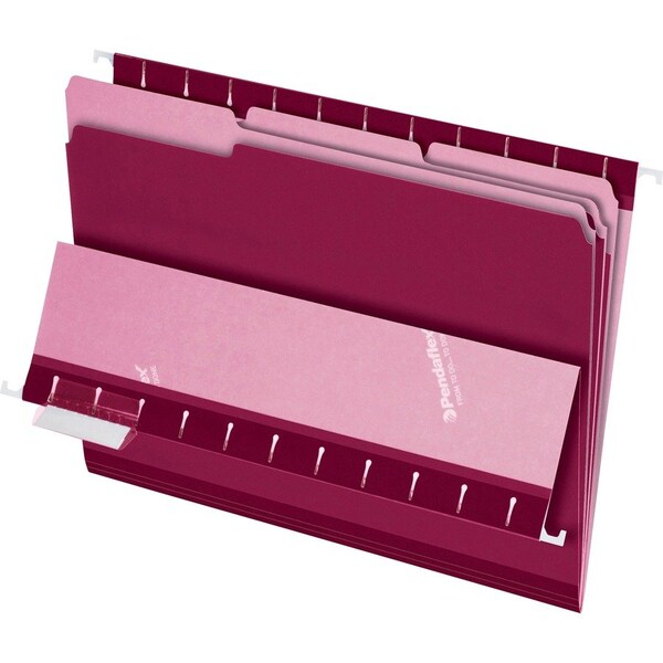 Tops Business Forms Pendaflex, INTERIOR FILE FOLDERS, 1/3-CUT TABS, LETTER SIZE, BURGUNDY, 100PK 421013BUR - main