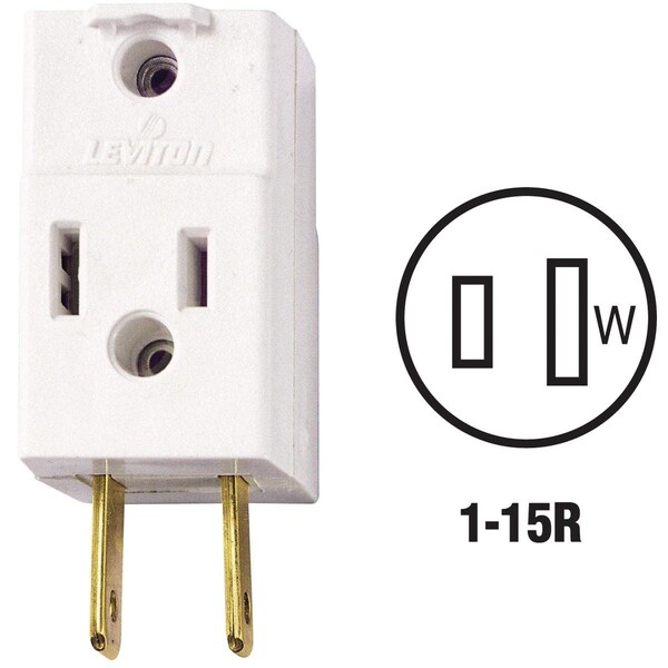 Leviton White 15A 3-Outlet Cube Tap 008-00531-00W - main