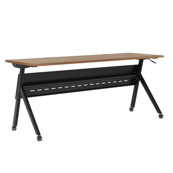 Flash Furniture Davis 72in. x 24in. HD Nesting Table w/Y-Legs, Modesty Panel, 1in. Thick Walnut Tabletop, Blk Frame MT-M7224-Y-LEG-WLNBLK-GG - main