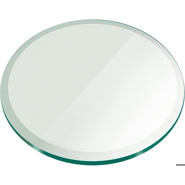 Fab Glass And Mirror 39in in Round Glass Table Top 1/2in Thick Tempered Beveled Edge by, Wall Mirror, Safety Backing 39RT12THBEAN - main