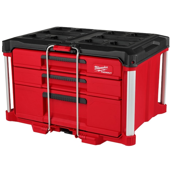 Milwaukee Tool PACKOUT Multi-Depth 3-Drawer Tool Box, Polypropylene, Black/Red, 22 in W x 16-1/2 in D 48-22-8447 - main
