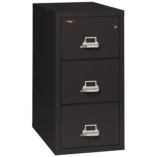 Fireking 17-3/4" W 3 Drawer File Cabinet, Black, Letter 3-1831-CBL - main