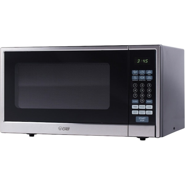 Commercial Chef Countertop Microwave, 1.1 Cubic Feet, Black With Stainless Steel Trim CHCM11100SSB - main