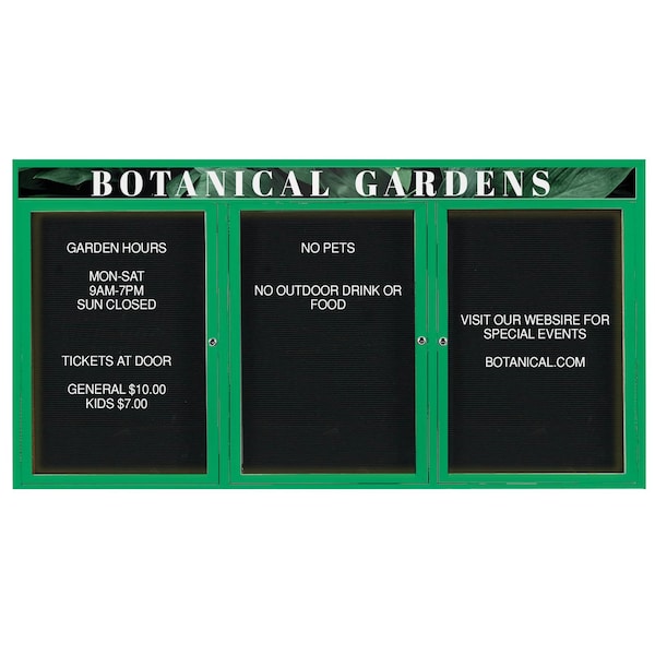 Aarco Illuminated Outdoor Enclosed Directory w/ Al Frame Header, Powder Coated Green, 36''Hx72''W OADC3672-3HIG - main