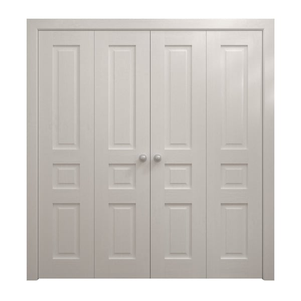Sartodoors Sliding Closet Double Bi-fold Doors 72 x 96 inches, Ego 5012 Painted White Oak, Sturdy Tracks Mold EGO5012DBF-PWO-72x96 (4* 18x96) - main
