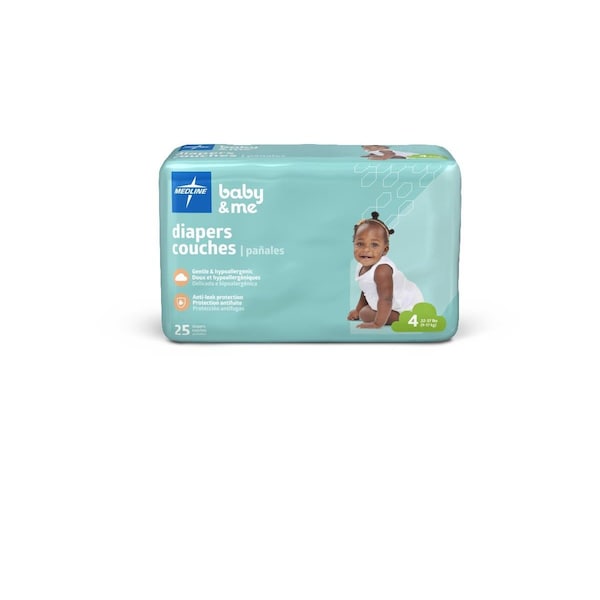 Medline Disposable Baby Diapers, Size 4, 22-37 lb., 200PK MBD3004 - main