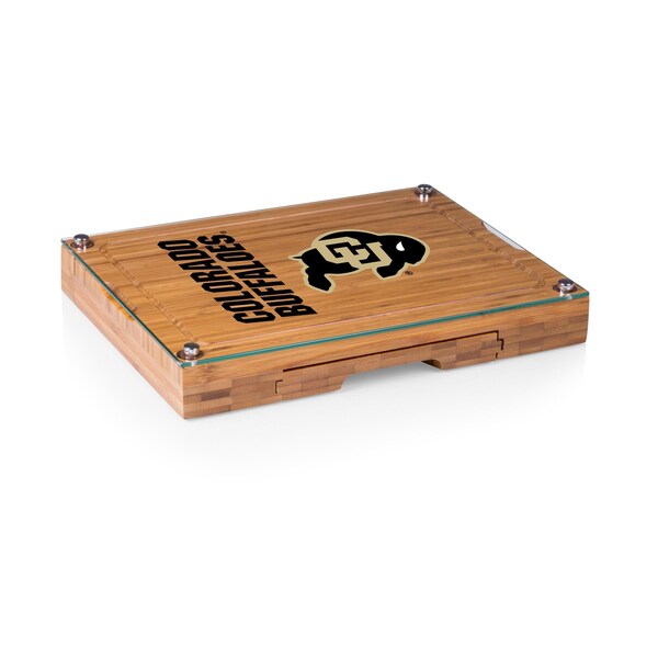 Picnic Time Family Of Brands NCAA Colorado Buffaloes Concerto Glass Top Cheese Board and Knife Set 919-00-505-124-0 - main
