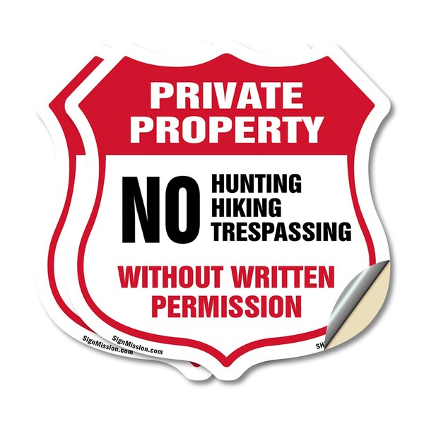 Signmission Private Property Shield Sign No Hunting, 18 inch X 18 inch, Vinyl Decal, 2PK SHI-D-2PACK-18-445 - main