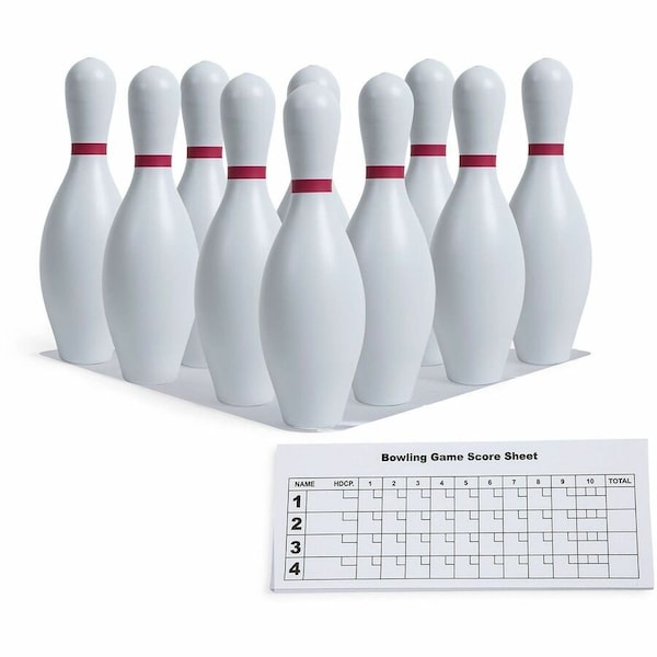Champion Sports Bowling Pin Set, Set of 10, Score Pad BP10 - main
