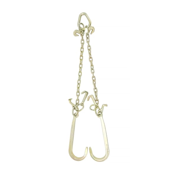 Mytee Products 5/16in G70 V-Chain Bridle w/ 15in Large J Hooks, T- Hook & J-Hook w/ Grab Hooks 2ft Legs CH5162V-J-TJ-GH - main