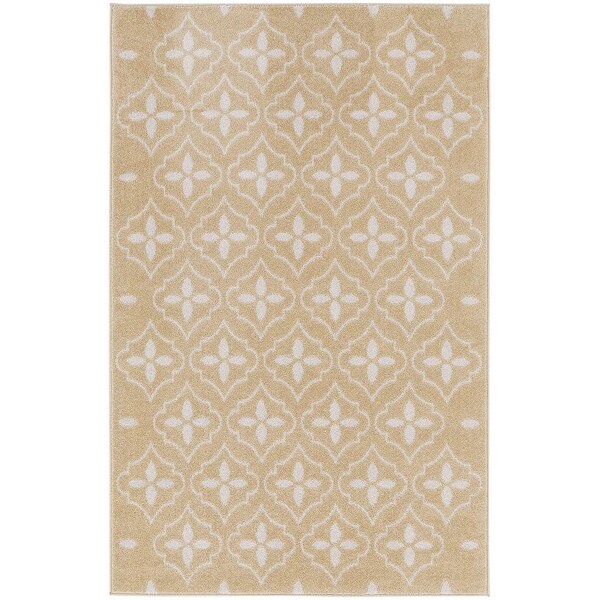 Homeroots 4' X 6' Beige And Ivory Geometric Indoor Outdoor Area Rug 572554 - main