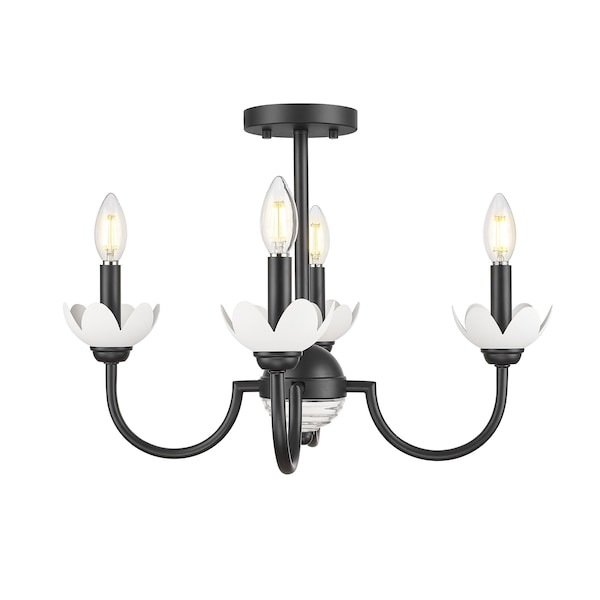 Z-Lite Allistair 4-Light Semi Flush Mount, 20 in W, Matte Black 352-4SF-MB - main