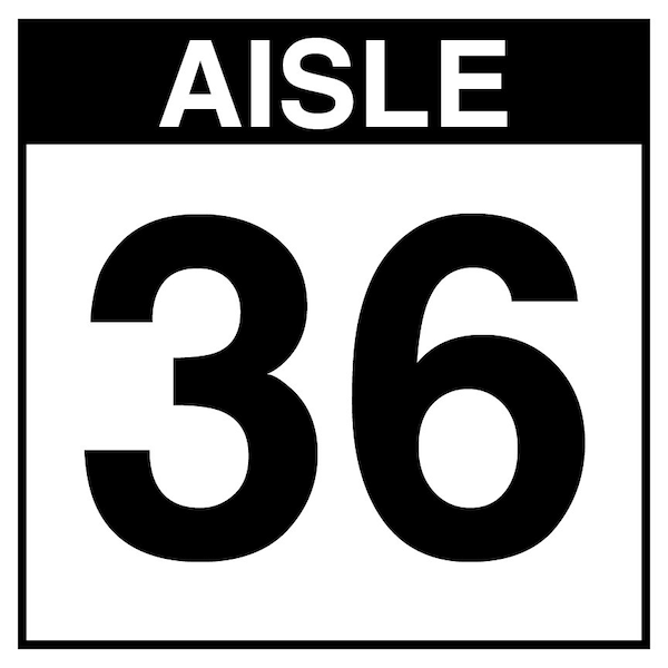 5S Supplies Warehouse Aisle 36 Sign - 12in x 12in - DOUBLE - NONE - PVC AISLE36-12X12-DOUBLE-NONE - main