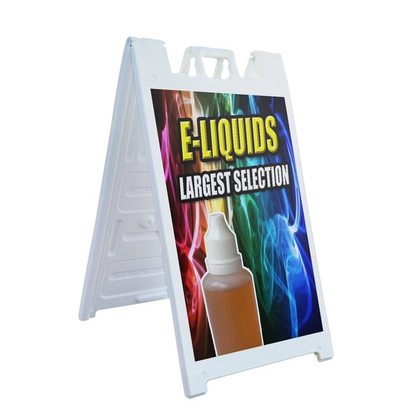 Signmission E-liquids Largest Selection, A-Frame & 2 Decals Installed, Heavy-Duty Plastic Frame SBHD-D-2436-E-liquids Largest Selection - main