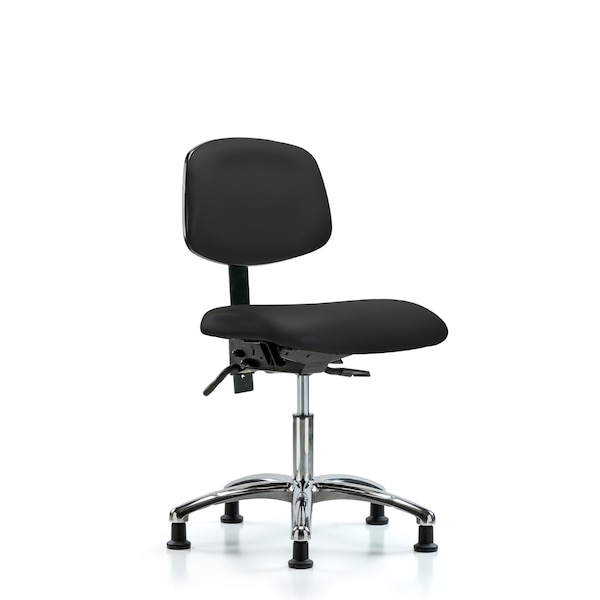 Blue Ridge Ergonomics Desk Chair Desk Chair, Vinyl, Chrome Tilt Glides, Blk, No Arms, 18" to 23" Height, Vinyl, Black BR-VDHCH-CR-T1-A0-RG-8540 - main
