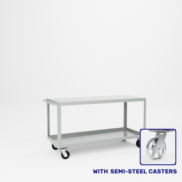 Pucel Heavy Duty Shop Truck, 60 in W x 24 in D x 33.5 in H, Two Shelves, Push Handle, Gray 2460-DT-2S - main