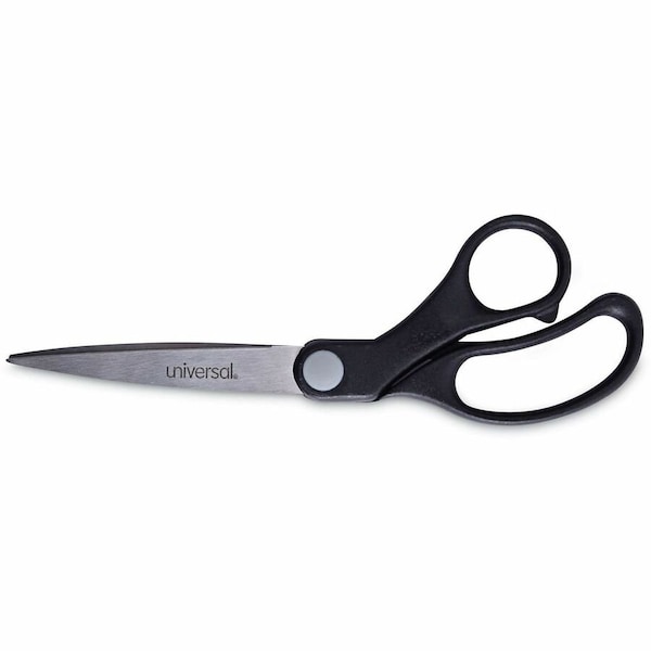 Universal Economy Scissors, 8" Length, Bent Handle, Stainless Steel, Black UNV92010*** - main