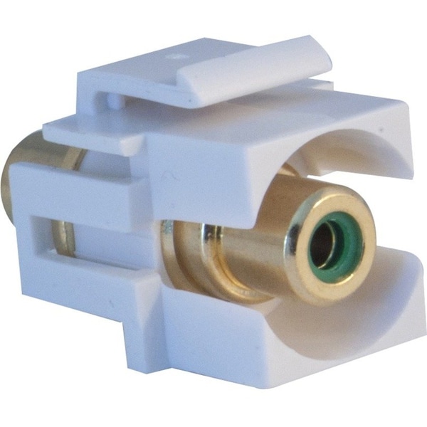 Cable Wholesale Keystone Insert, White, Recessed RCA Female Coupler (Green RCA) 324-220WG - main