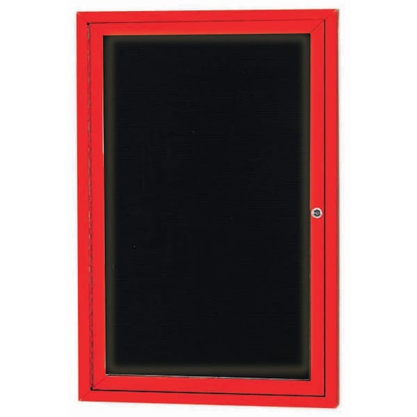 Aarco Illuminated Enclosed Letter Board Directory w/ Powder Coated Red Aluminum Frame, 36''Hx24''W 1 Door ADC3624IR - main