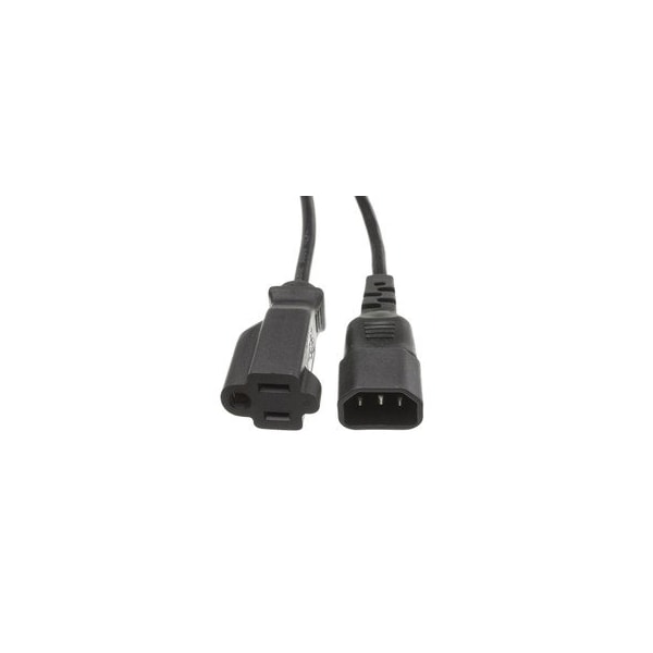 Cable Wholesale Power Cord Adapter, Plug Converter, 5-15R, C14, 3 ft., Black 10W1-05203 - main