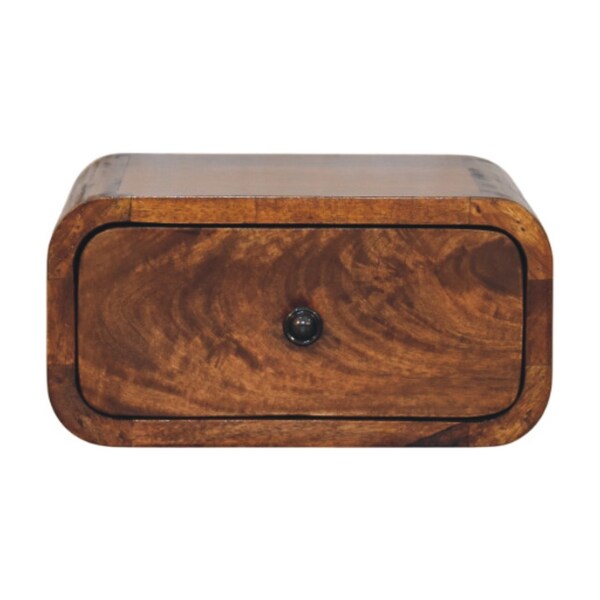 Homeroots 12" Chestnut Solid Wood One Drawer Floating Nightstand 653841 - main