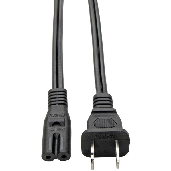 Eaton Tripp Lite Series 2-Slot Non-Polarized Replacement Power Cord, 1-15P to C7 - 10A, 120V, 18 AWG, 6 P012-006 - main