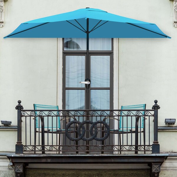 Pure Garden 9ft Half Umbrella, Brilliant Blue 50-LG1037 - main