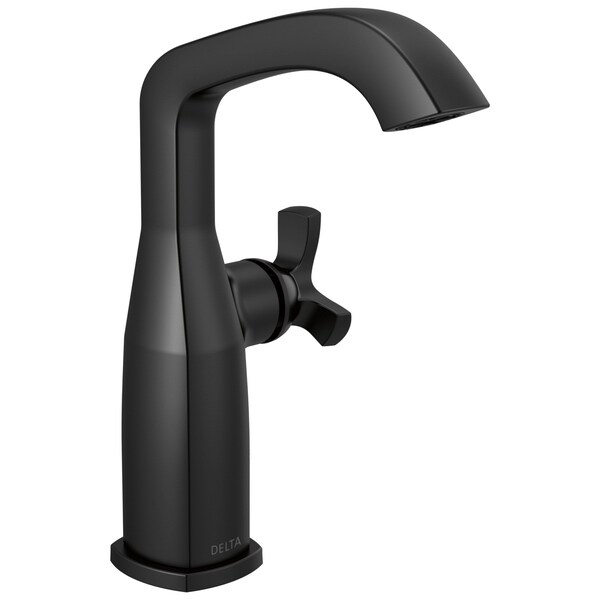 Delta Stryke Single Handle Mid-Height Bathroom Faucet, 6.63 in, Matte Black 6766-BL-DST - main