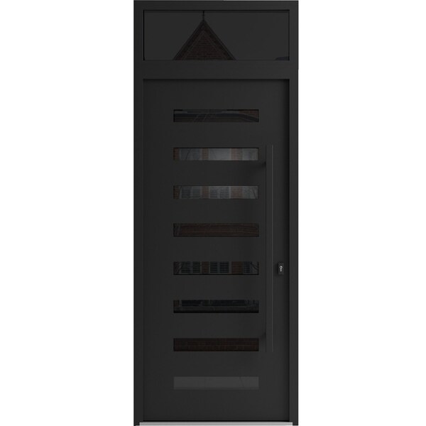 Vdomdoors Aluminum Door Iron 0188 Black Entry Steel Metal Classic Painted 36 x 94 (36 x 80+14)-Right Inswing IRON0188EXD-BLK-W36xH80+14-RH-I - main